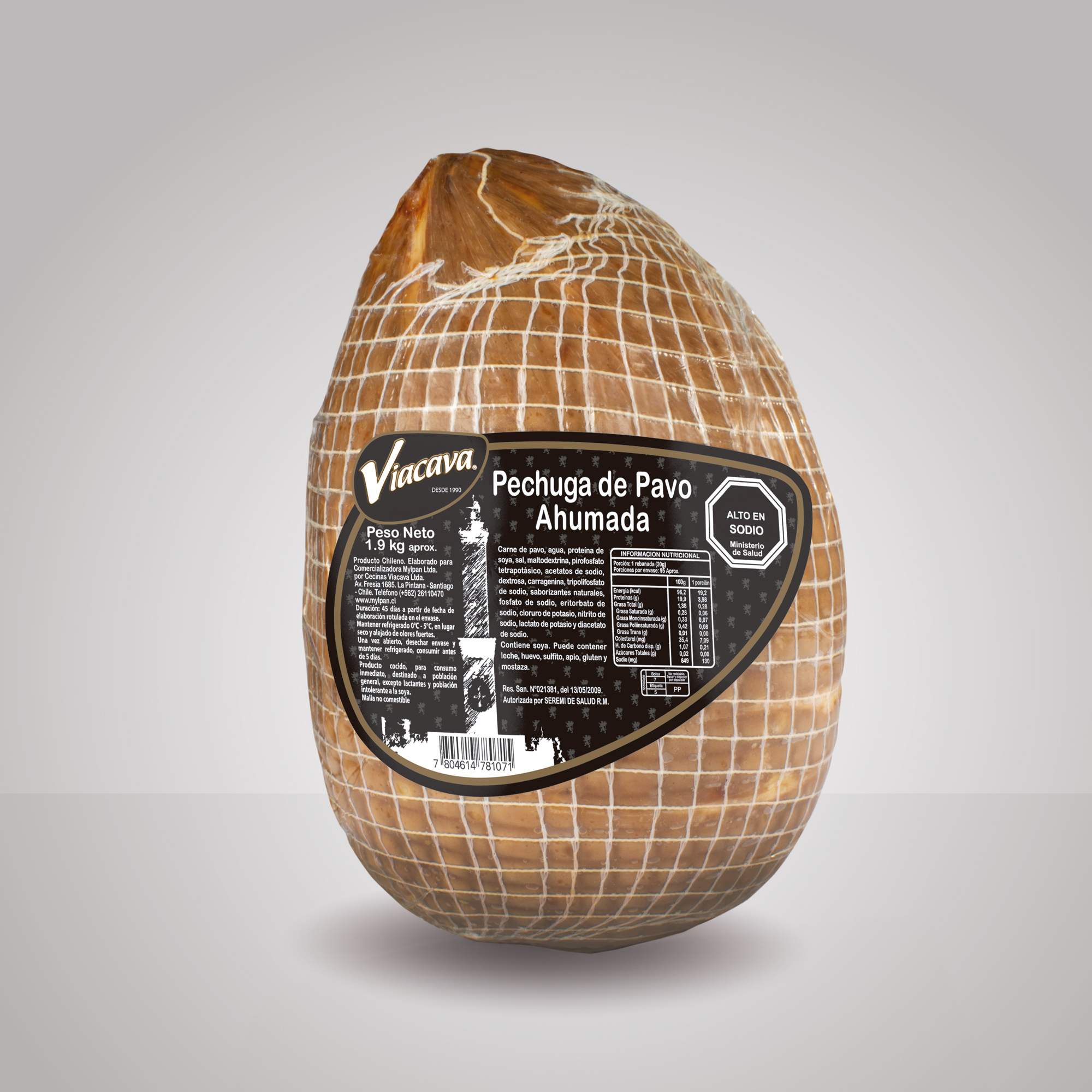 Jamón de Pavo Ahumado Pieza 1.8 Kg. aprox.
