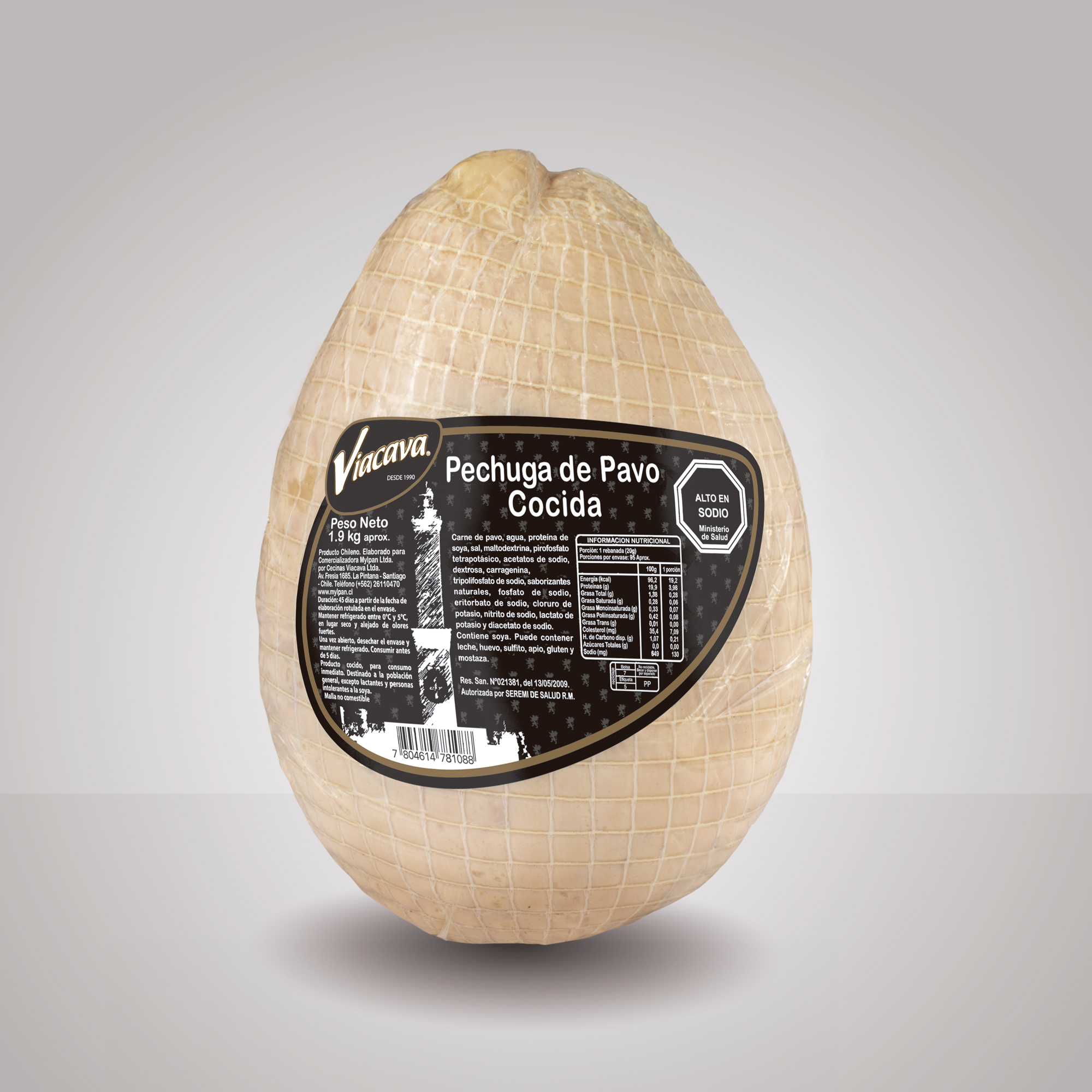 Jamón de Pavo Cocido Pieza 1.8 Kg. aprox.